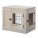unipaws Furniture Style Dog Crate End Table with Cushion, Wooden Wire Pet Kennels with Double Doors, Medium and Large Dog House Indoor Use