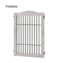 unipaws Pet Playpen with Wood and Wire, 6 Panels Extra Wide Freestanding Walk Through Dog Gate with 5 Support Feet, Foldable Stairs Barrier Pet Exercise Pen for Dogs Cats