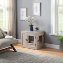 unipaws Furniture Style Dog Crate End Table with Cushion, Wooden Wire Pet Kennels with Double Doors, Medium and Large Dog House Indoor Use
