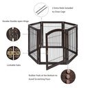 unipaws Pet Playpen with Wood and Wire, 6 Panels Extra Wide Freestanding Walk Through Dog Gate with 4 Support Feet, Foldable Stairs Barrier Pet Exercise Pen for Dogs Cats