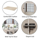 unipaws Furniture Style Dog Crate End Table with Cushion, Wooden Wire Pet Kennels with Double Doors, Medium and Large Dog House Indoor Use