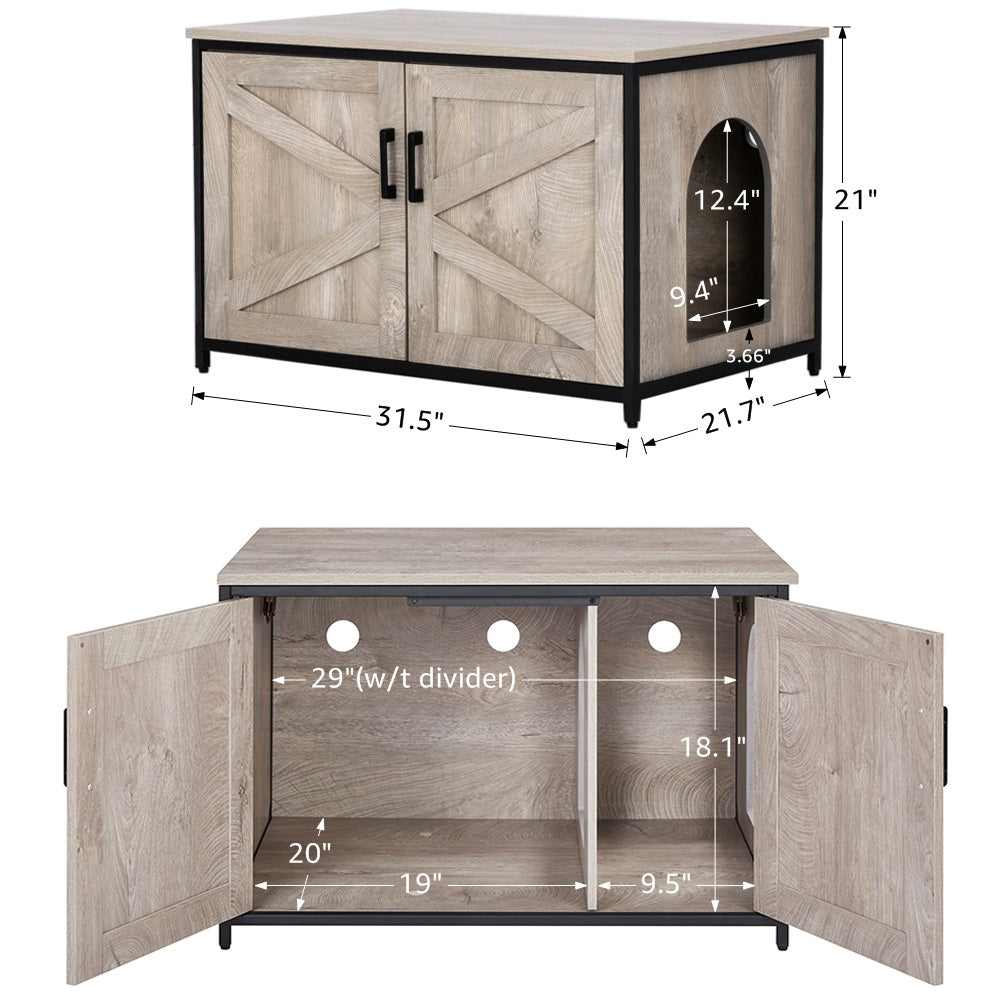 unipaws Cat Litter Box Enclosure with Top Opening, Suitable for Large Cat, High Jumbo Litter Box, Automatic Litter Box Hidden, Cat House, Privacy Cat Washroom Bench