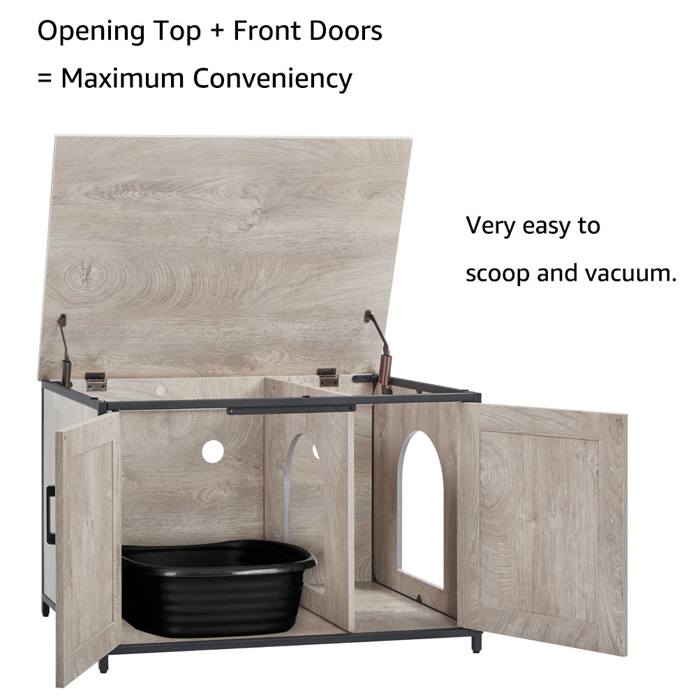 unipaws Cat Litter Box Enclosure with Top Opening, Suitable for Large Cat, High Jumbo Litter Box, Automatic Litter Box Hidden, Cat House, Privacy Cat Washroom Bench
