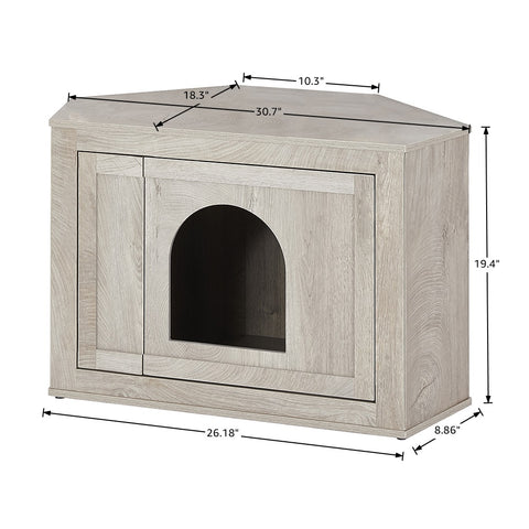 Unipaws Corner Cat Litter Box Enclosure with Cat Tree Tower