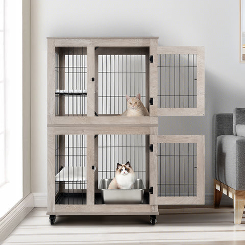 Unipaws Wooden 2-Tier Cat Cage