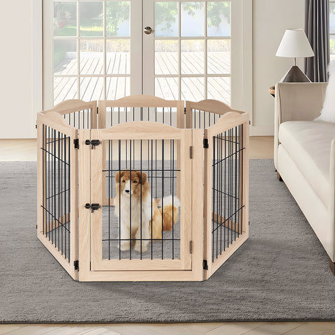 Unipaws Wood and wire Pet Playpen-5 Support feet