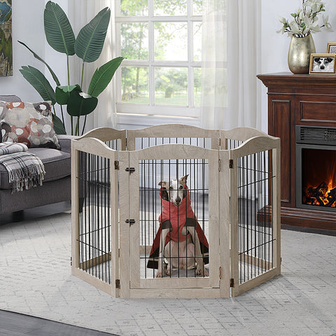 Unipaws Wood and wire Pet Playpen-5 Support feet