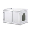 unipaws Designer Cat Washroom Storage Bench, Litter Box Cover with Sturdy Wooden Structure, Spacious Storage, Easy Assembly, Fit Most of Litter Box