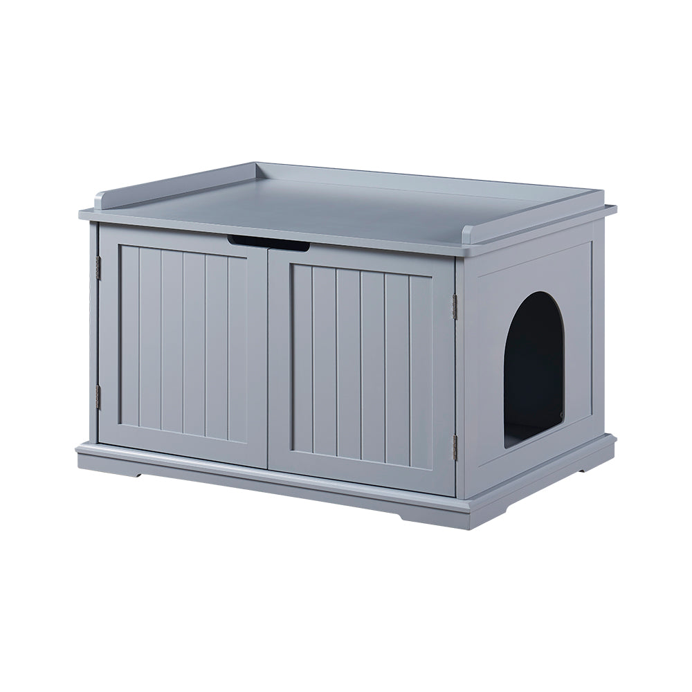 unipaws Designer Cat Washroom Storage Bench, Litter Box Cover with Sturdy Wooden Structure, Spacious Storage, Easy Assembly, Fit Most of Litter Box