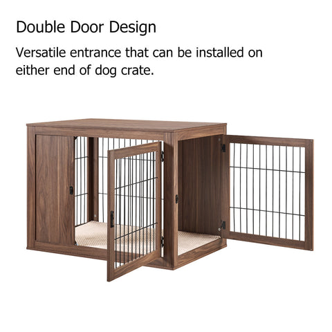 unipaws Furniture Style Dog Crate End Table with Cushion, Wooden Wire Pet Kennels with Double Doors, Medium and Large Dog House Indoor Use