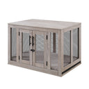 unipaws Furniture Dog Crate with Tray for Large Dogs, Indoor Aesthetic Kennel Pet House Dog Cage with Door, Modern Decorative Wood Pretty Cute Fancy End Side Table Nightstand, Grey