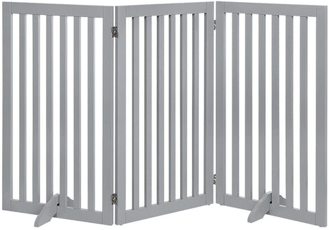 unipaws Classic 36" Tall Large Dog Gate Pet Barrier For House - Grey