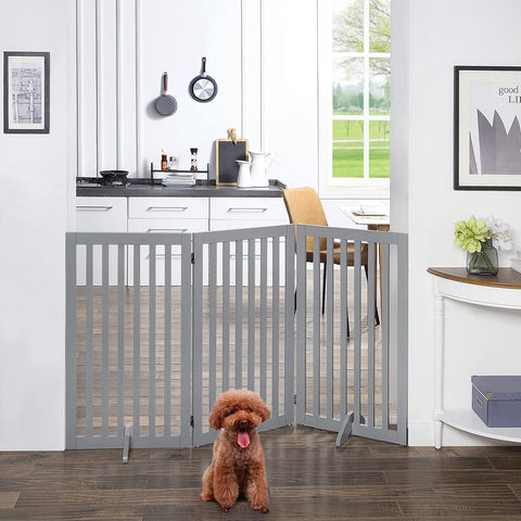 unipaws Classic 36" Tall Large Dog Gate Pet Barrier For House - Grey