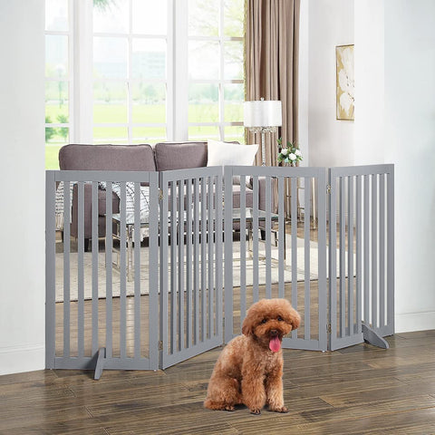 unipaws Classic 36" Tall Large Dog Gate Pet Barrier For House - Grey