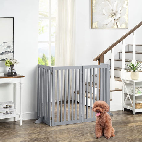 unipaws Classic 36" Tall Large Dog Gate Pet Barrier For House - Grey