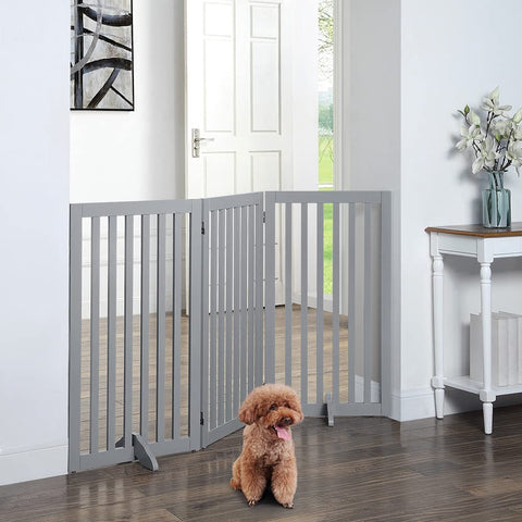 unipaws Classic 36" Tall Large Dog Gate Pet Barrier For House - Grey