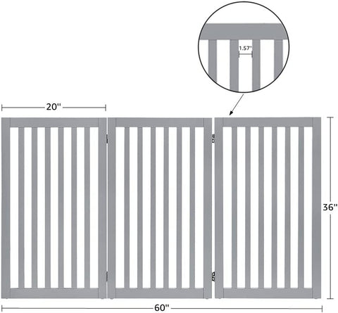 unipaws Classic 36" Tall Large Dog Gate Pet Barrier For House - Grey