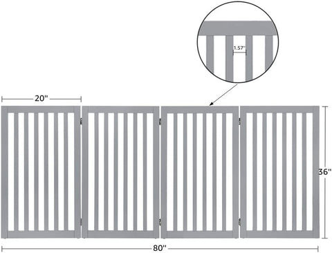 unipaws Classic 36" Tall Large Dog Gate Pet Barrier For House - Grey