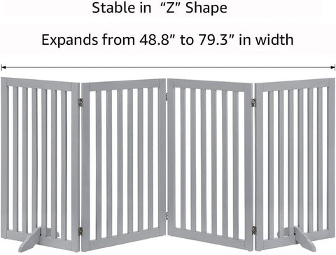 unipaws Classic 36" Tall Large Dog Gate Pet Barrier For House - Grey