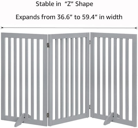 unipaws Classic 36" Tall Large Dog Gate Pet Barrier For House - Grey