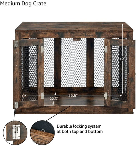 unipaws Furniture Style Dog Crate with Cushion and Tray, Mesh Dog Kennels with Double Doors, End Table Dog House, Medium and Large Crate Indoor Use